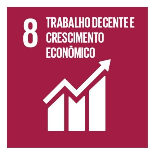 Ícone da meta 8 dos Objetivos de Desenvolvimento Sustentável (ODS) da ONU